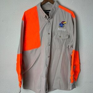GTM  KU Kansas Long Sleeve Shirt Button Up Men’s Beige/ Orange.